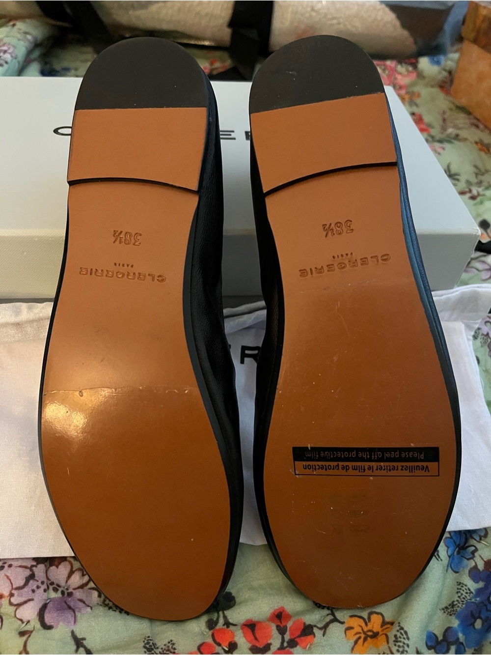 Robert Clergerie Black Leather Slip-On Ballet Flats - Picture 3 of 5